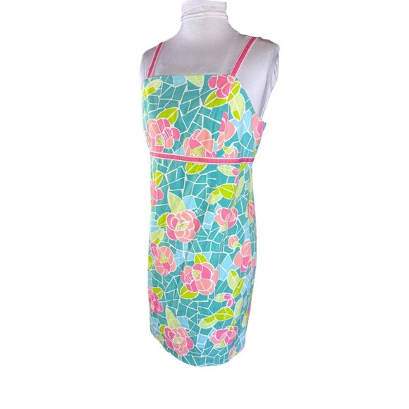Lilly Pulitzer Floral Cote D'azur Mosaic Roses Junior Size 16 Vintage 1990s - Picture 3 of 8